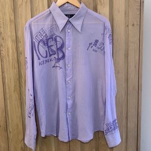 Iceberg Ice B Logo Retro Graphic Print Shirt Made in Italy